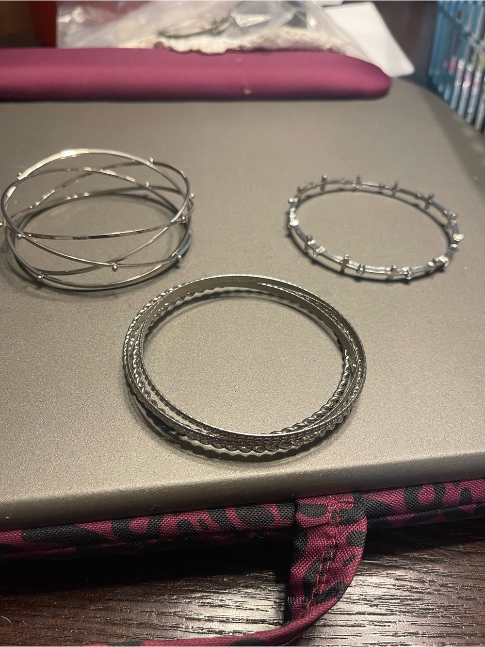 Silver Stacked Bangle Bracelet Set - Women Jewelry